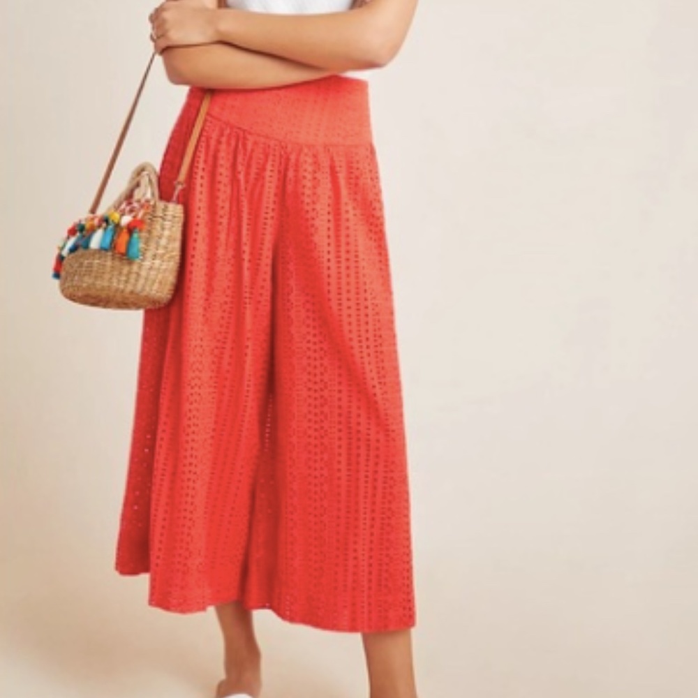 Anthropologie Eyelet Wide Leg Pant